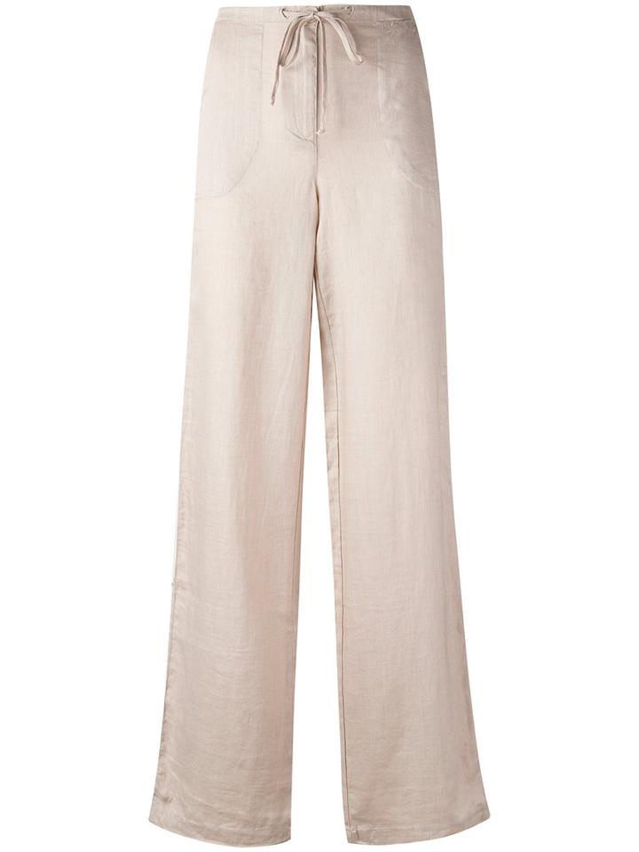 Armani Jeans - Drawstring Trousers - Women - Linen/flax - 42, Nude/neutrals, Linen/flax