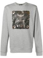 Mcm Metallic Logo Print Sweatshirt - Grey