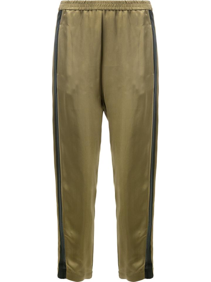 Ilaria Nistri - Contrast Side Stripe Cropped Trousers - Women - Polyester/viscose - 40, Green, Polyester/viscose