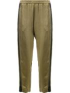 Ilaria Nistri - Contrast Side Stripe Cropped Trousers - Women - Polyester/viscose - 40, Green, Polyester/viscose