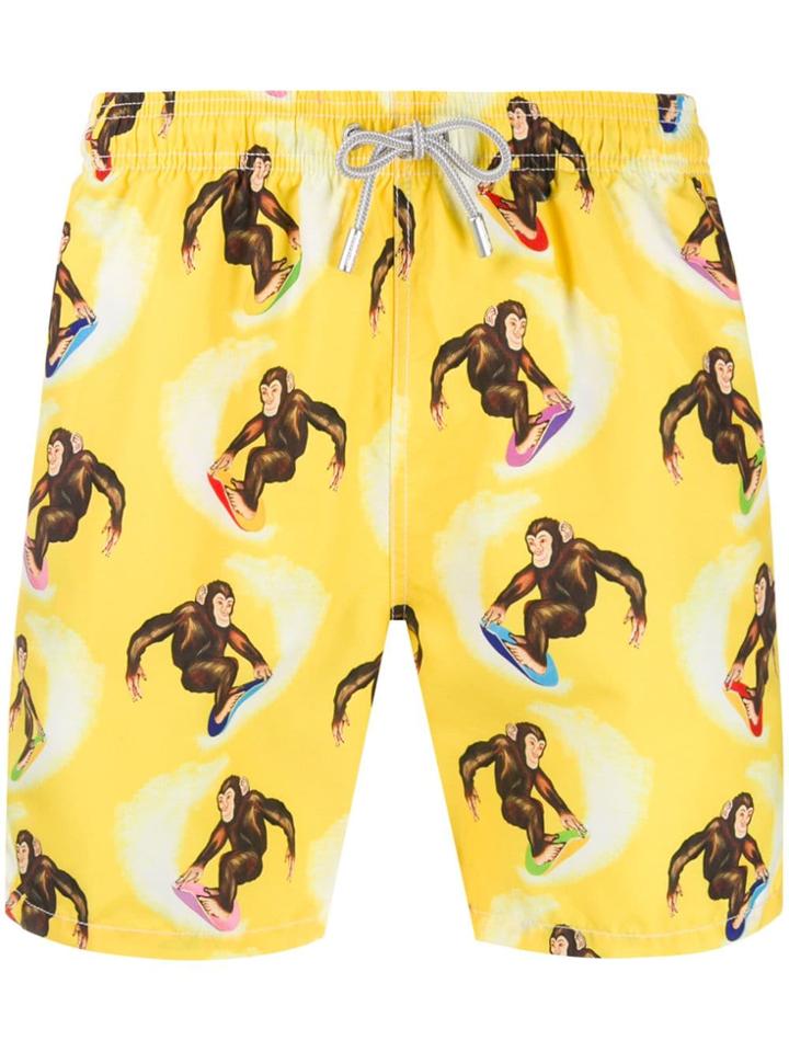 Mc2 Saint Barth Monkey Print Swim Shorts - Yellow