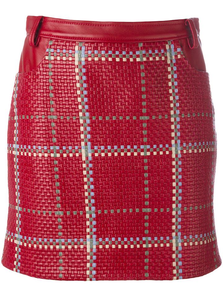 Magda Butrym - New Castle Mini Skirt - Women - Calf Leather/spandex/elastane - 38, Women's, Red, Calf Leather/spandex/elastane