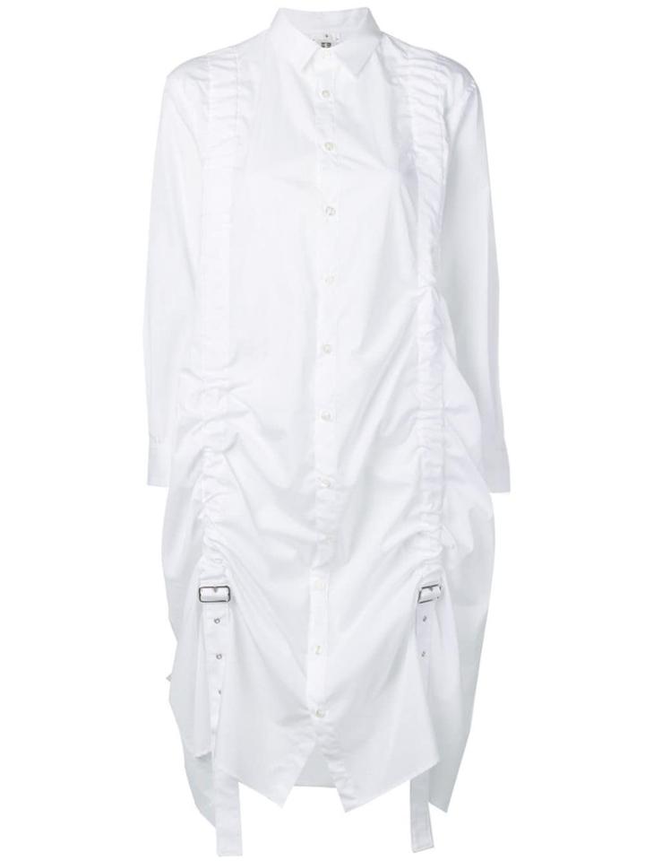 Comme Des Garçons Noir Kei Ninomiya Buckle-detail Shirt Dress - White