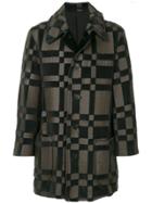 Issey Miyake Vintage Checked Button Coat - Black