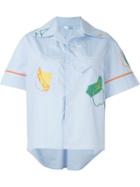 Richard Malone Hand Embroidered Box Shirt, Women's, Size: 8, Blue, Cotton/silk