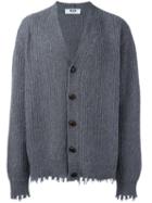 Msgm Frayed Cardigan, Men's, Size: Large, Grey, Polyamide/wool