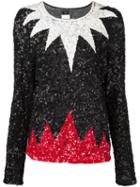 Jean Paul Gaultier Vintage Sequinned Colour Block Top, Women's, Size: 6, Black