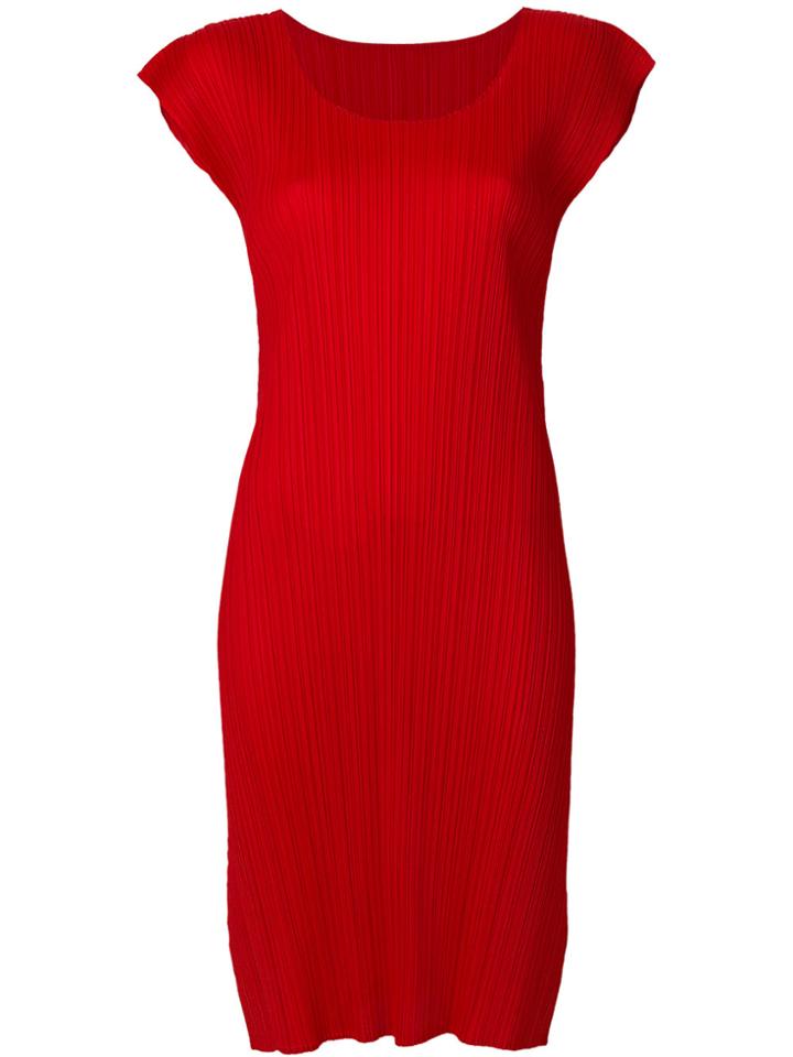 Pleats Please By Issey Miyake Shift Midi Dress - Red