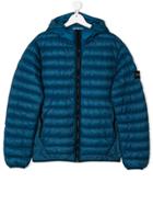 Stone Island Junior Teen Hooded Padded Jacket - Blue