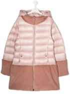 Herno Kids Faux Fur Panel Puffer Coat - Pink