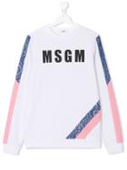 Msgm Kids Teen Logo Print Sweatshirt - White