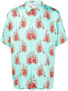 Sss World Corp Skull Print Shirt - Blue