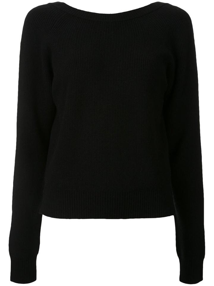 Proenza Schouler Buttoned Back Jumper, Women's, Size: Medium, Black, Cotton/cashmere