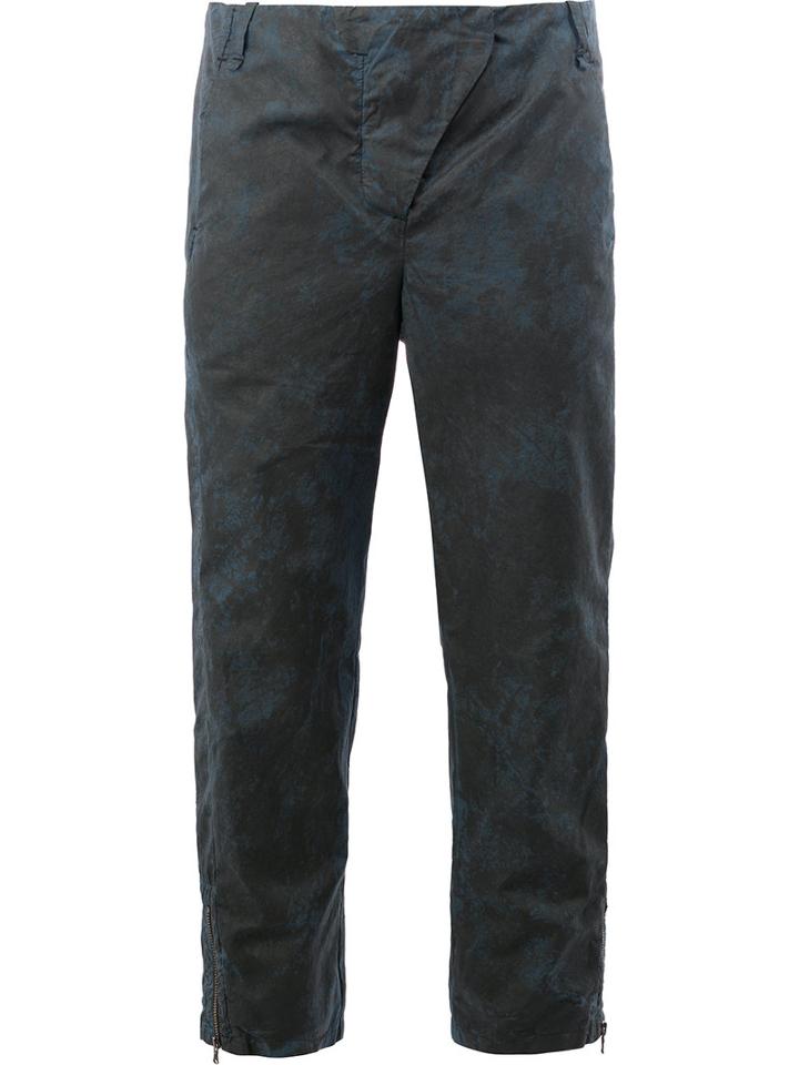 Masnada Cropped Distressed Effect Trousers, Women's, Size: 42, Blue, Cotton