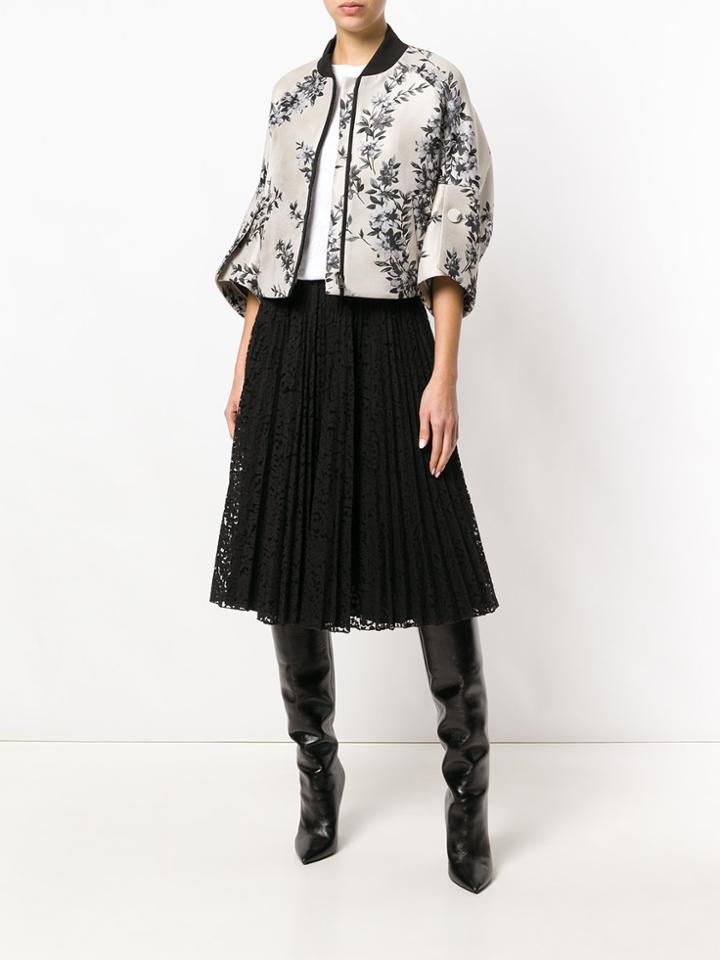 Fendi Embroidered Floral Cape - Grey