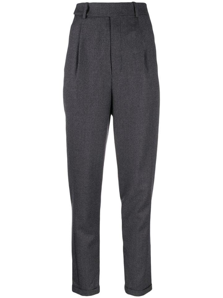 Saint Laurent High-waisted Tapered Trousers - Grey