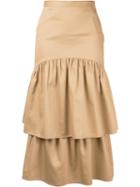 Maryam Nassir Zadeh - 'cala' Two Tier Skirt - Women - Cotton - 2, Brown, Cotton