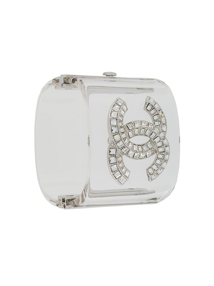 Chanel Vintage Strass Logo Cuff - Nude & Neutrals