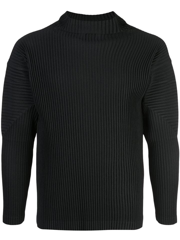 Homme Plissé Issey Miyake Plissé Turtleneck Top - Black