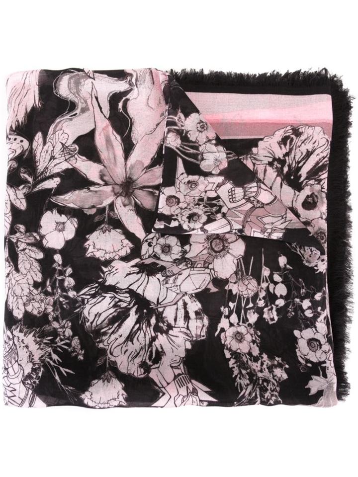 Roberto Cavalli - Floral Print Scarf - Women - Modal - One Size, Pink/purple, Modal