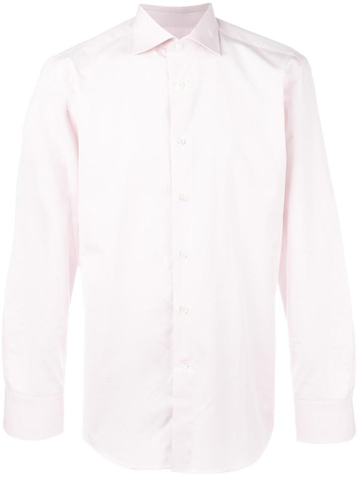 Canali Slim-fit Striped Shirt, Men's, Size: 39, Pink/purple, Cotton