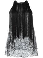 Giamba Fringed Leopard Print Tank Top, Women's, Size: 42, Black, Silk/acetate