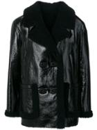 Yves Salomon Lamb Fur Shearling Coat - Black