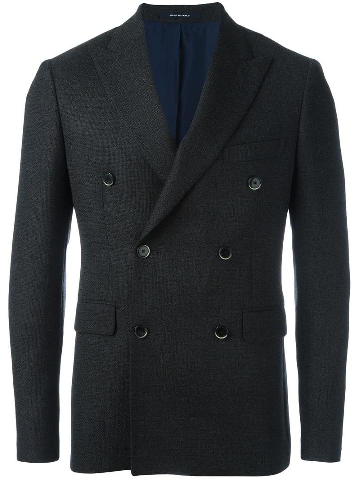 Dinner Double Breasted Blazer, Men's, Size: 46, Grey, Cupro/virgin Wool