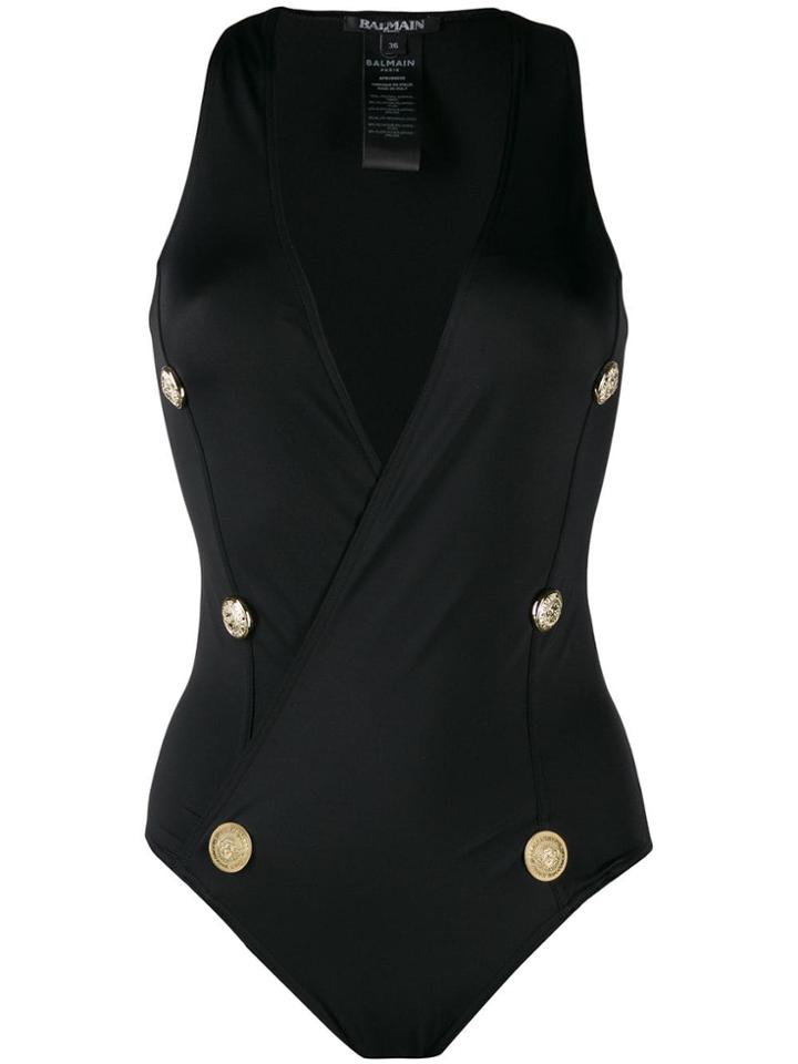 Balmain Button Detailed Swimsuit - Black