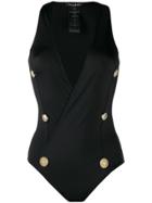 Balmain Button Detailed Swimsuit - Black