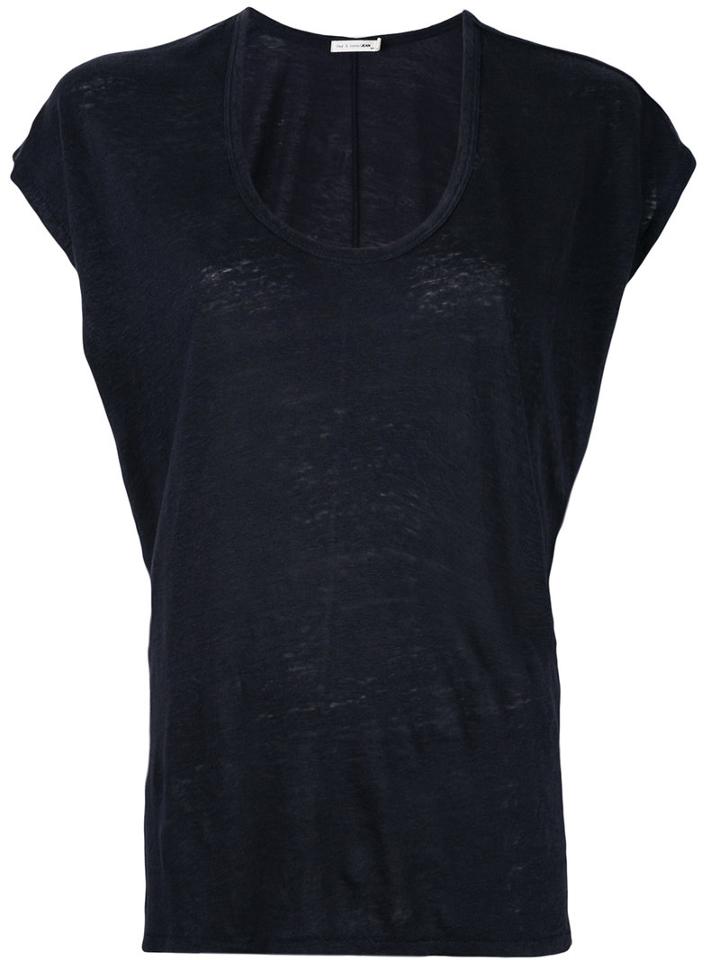 Rag & Bone /jean - Scoop Neck T-shirt - Women - Linen/flax - M, Blue, Linen/flax