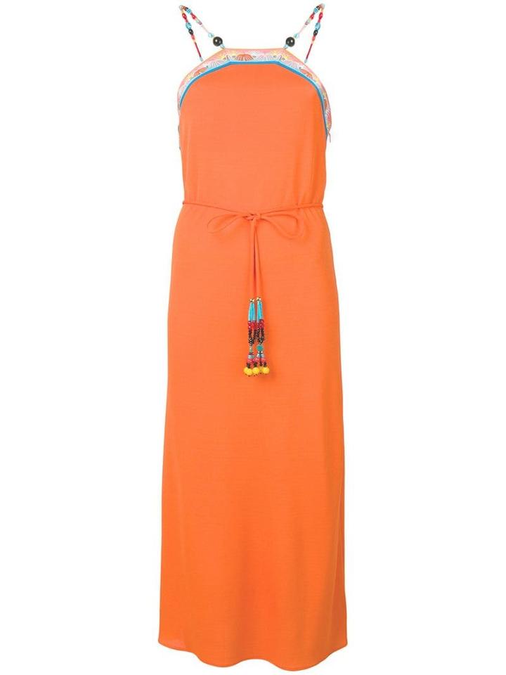 Emilio Pucci Orange Beaded Trim Midi Dress