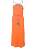 Emilio Pucci Orange Beaded Trim Midi Dress