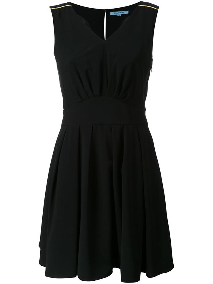 Guild Prime V Neck Flared Dress, Women's, Size: 34, Black, Polyester