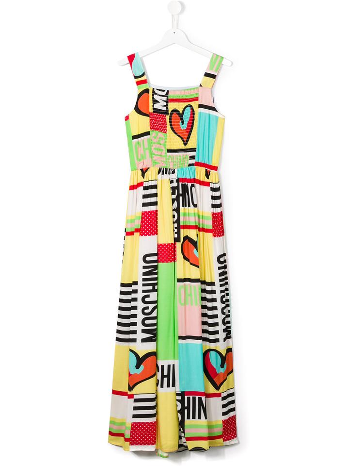 Moschino Kids Printed Patchwork Dress, Girl's, Size: 14 Yrs