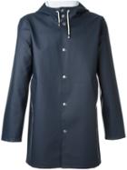 Stutterheim Hooded Coat, Men's, Size: Xs, Blue, Pvc/polyester/cotton