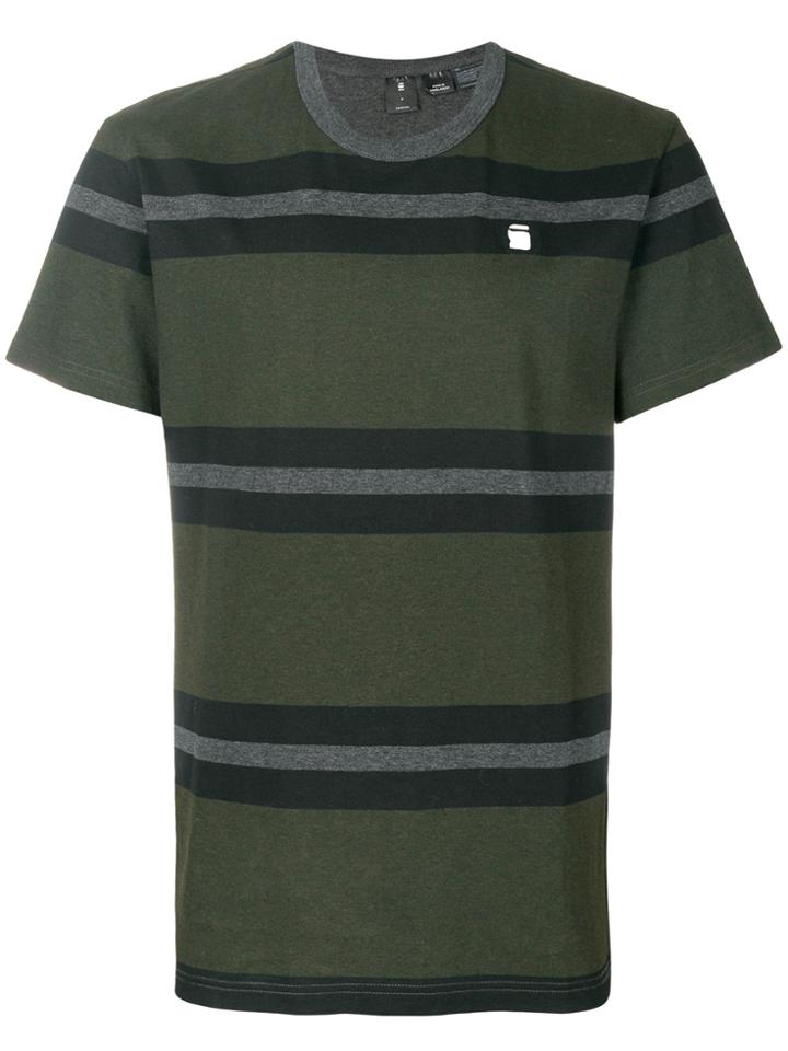 G-star Striped Logo Detail T-shirt - Green