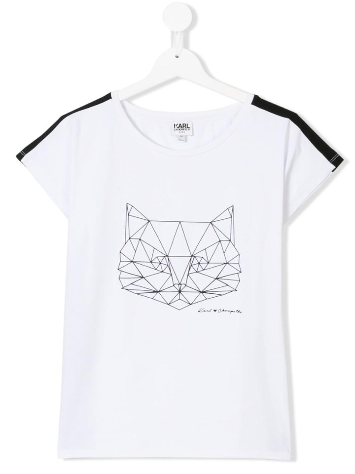 Karl Lagerfeld Kids Origami Cat Print T-shirt - White