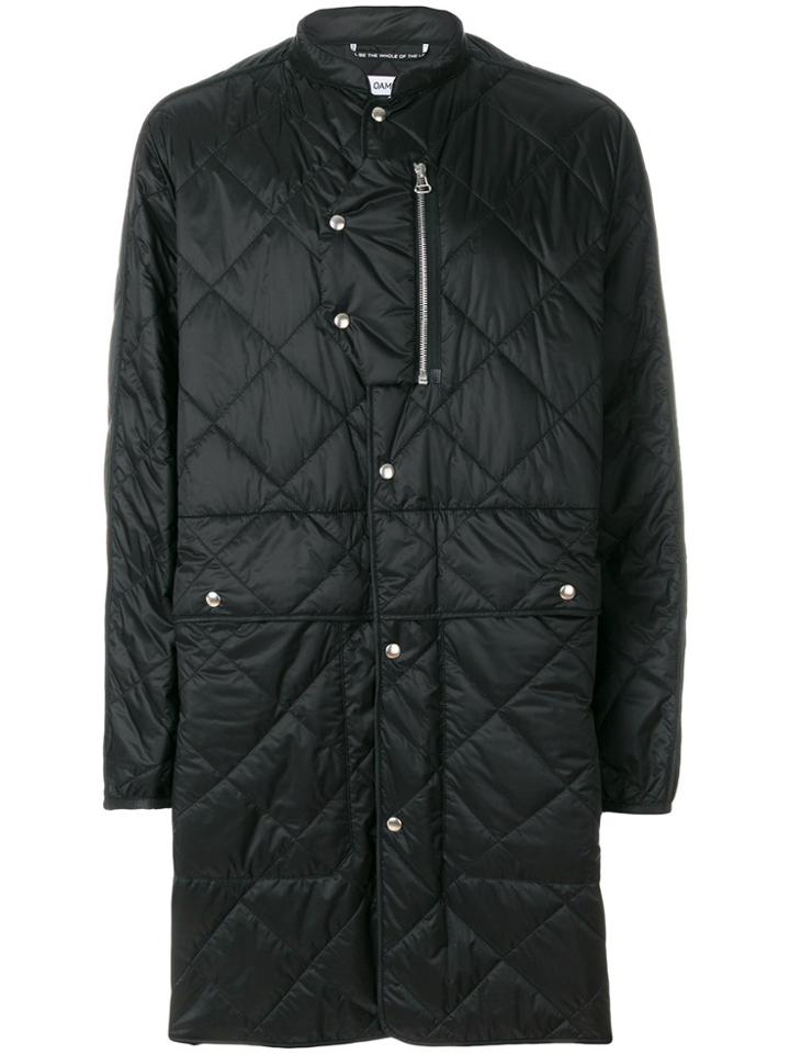 Oamc Long Quilted Coat - Black