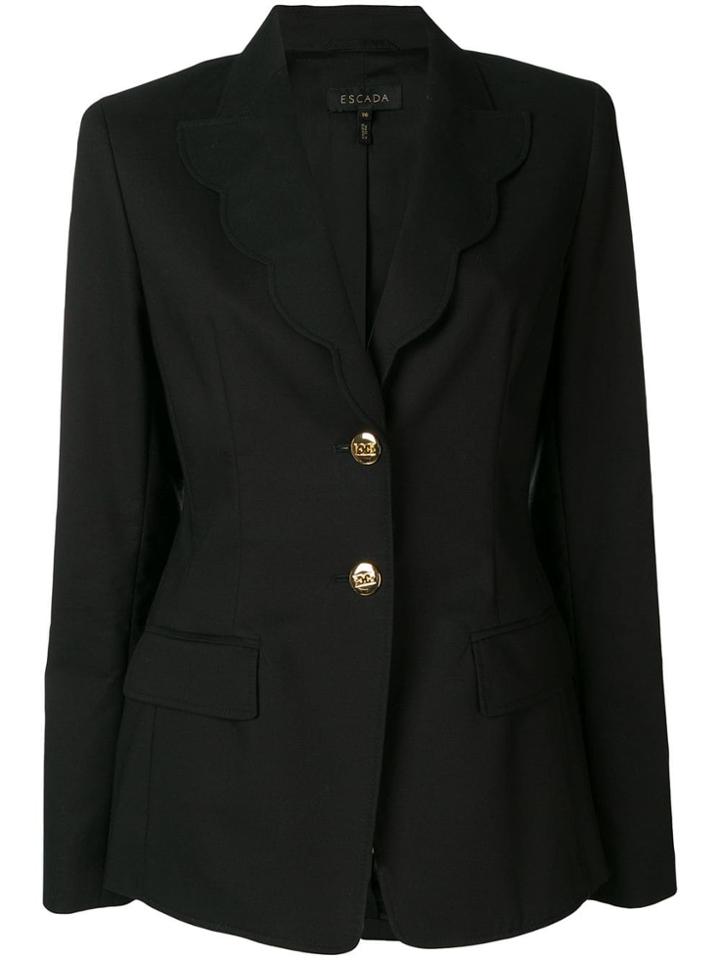 Escada Scalloped Trim Blazer - Black