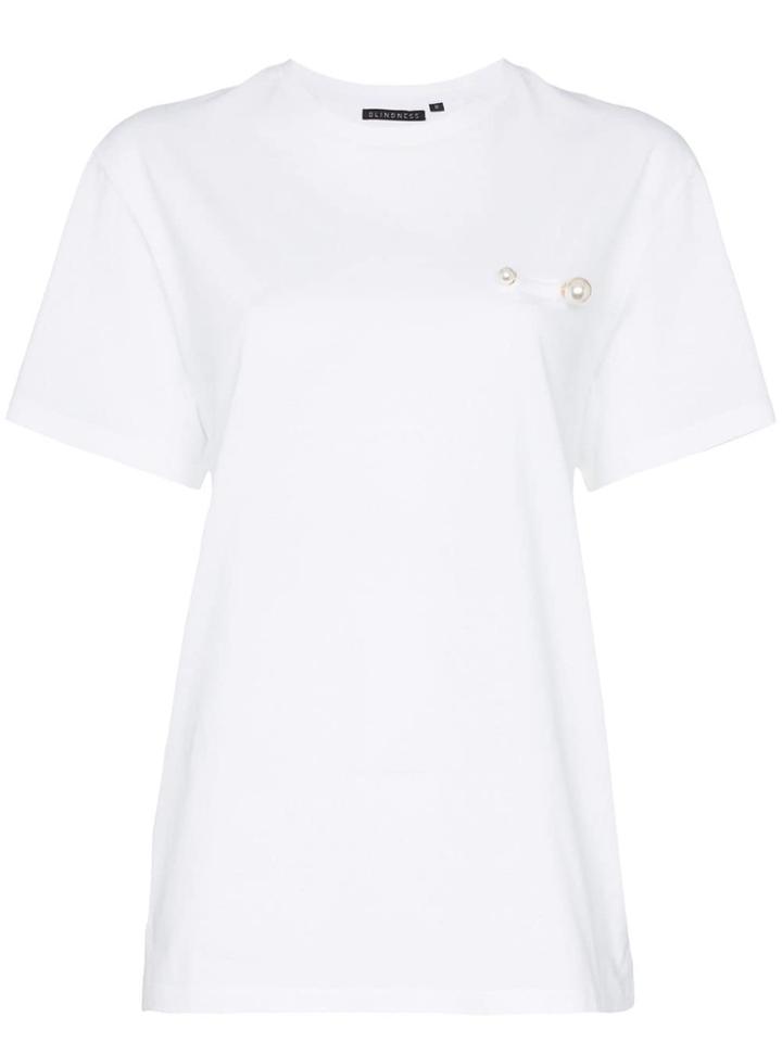 Blindness Pearl Detail Cotton T-shirt - White