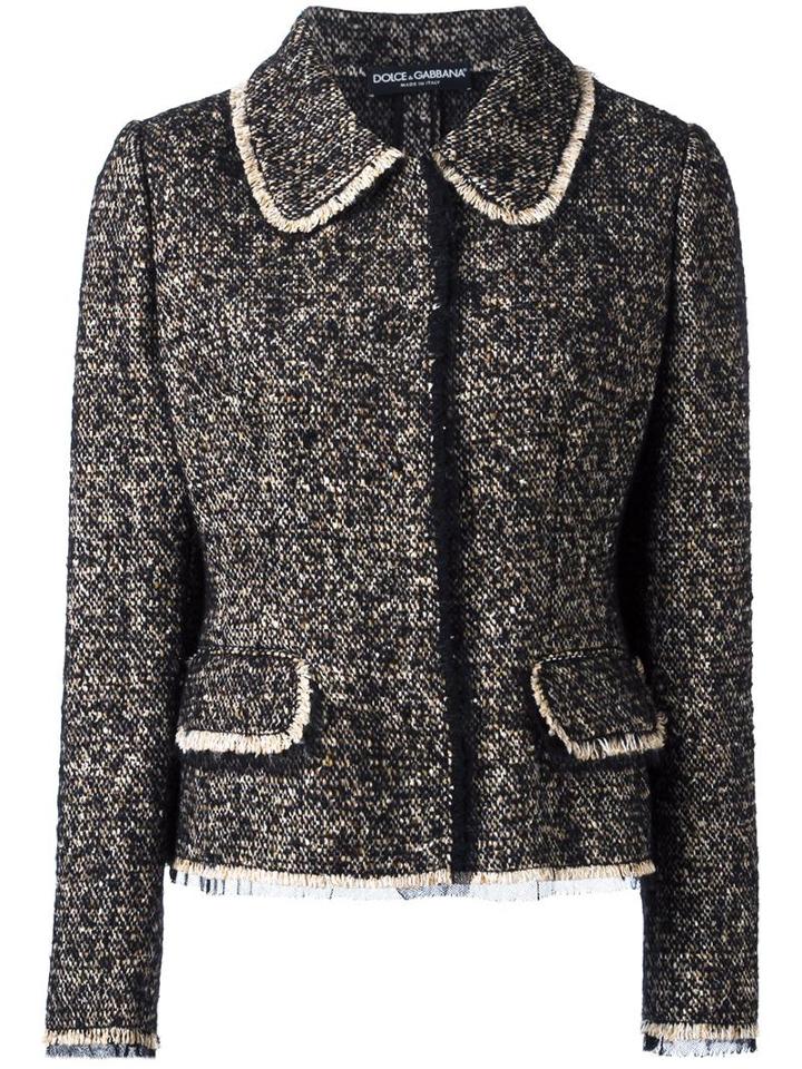 Dolce & Gabbana Tweed Jacket, Women's, Size: 38, Black, Cotton/polyamide/spandex/elastane/spandex/elastane