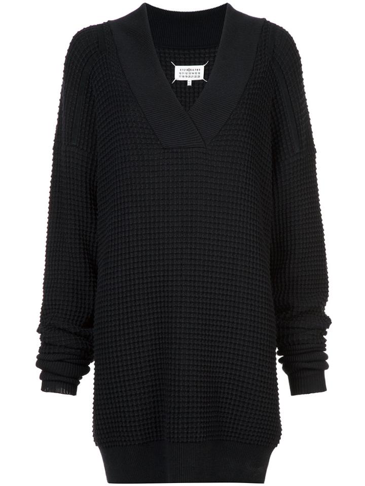 Maison Margiela Waffle Knit Cricket Sweater - Black