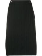 Salvatore Ferragamo Vintage 2000's Pinstripe Straight Skirt - Black