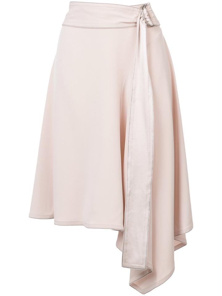 Derek Lam 10 Crosby - Belted Asymmetrical Midi Skirt - Women - Polyester/triacetate - 10, Nude/neutrals, Polyester/triacetate