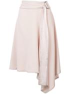 Derek Lam 10 Crosby - Belted Asymmetrical Midi Skirt - Women - Polyester/triacetate - 10, Nude/neutrals, Polyester/triacetate