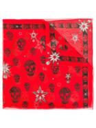 Alexander Mcqueen - Skull Print Scarf - Women - Silk - One Size, Red, Silk