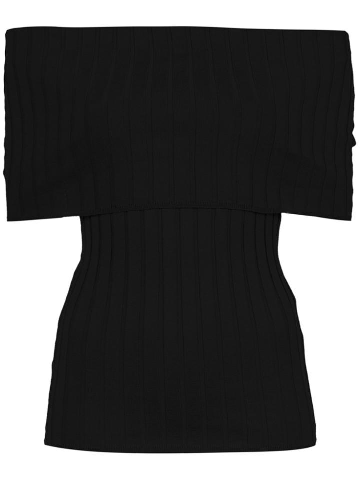 Gloria Coelho Ribbed Off The Shoulder Blouse - Black