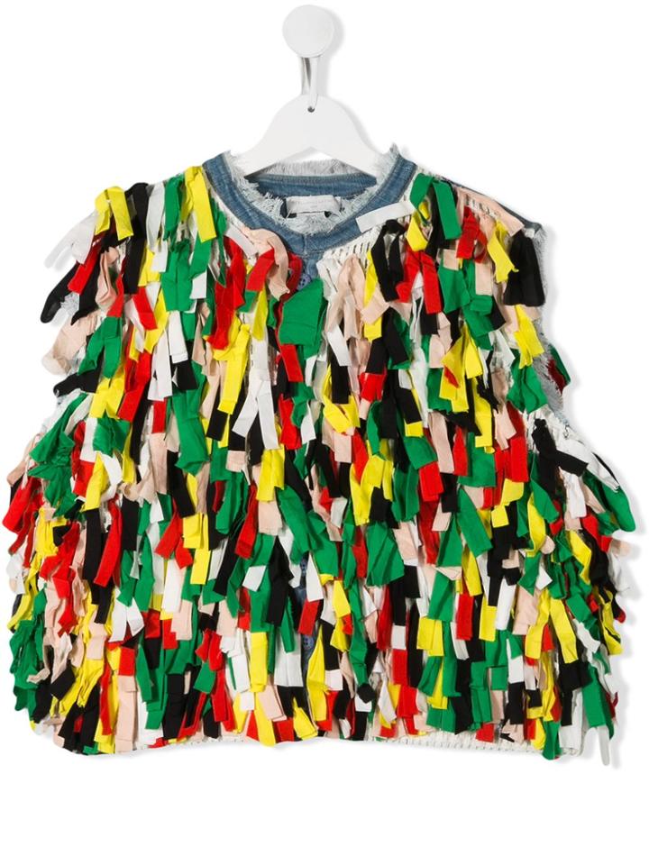 Stella Mccartney Kids Teen Fringed Denim Gilet - Black