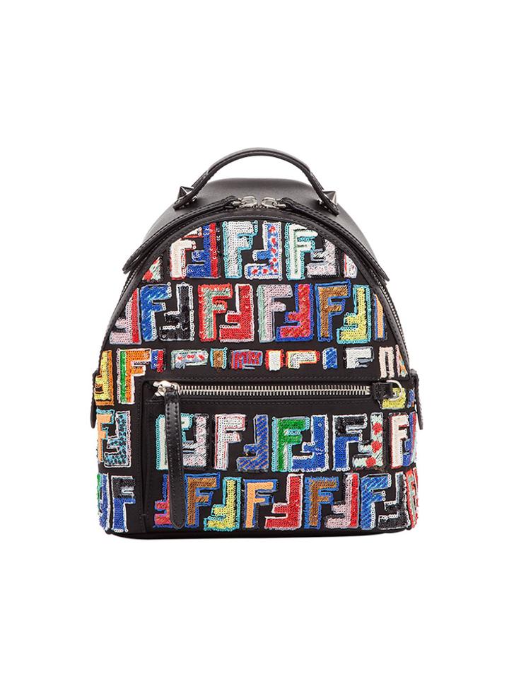 Fendi Sequin Embellished Backpack - Black